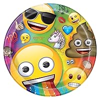 Unique - Eco-friendly Paper Plates-23cm-Rainbow Emoji Design-Pack of 8, Multicolor (79435EU)