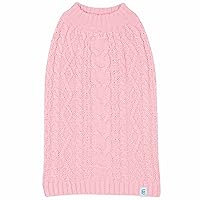 Blueberry Pet Classic Dog Sweater Wool Blend Cable Knit Pullover Crewneck Winter Clothes in Muted Pink, Back Length 12