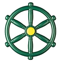 Green and Yellow Outdoor Playground Captain Pirate Ship Wheel, Plastic Playground Swing Set Accessories Steering Wheel