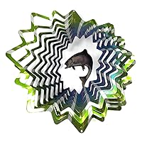 Whirligig 3D Wind Spinner Hand Painted Stainless Steel Twister Trout Fish (12 Inch, Multi Color)