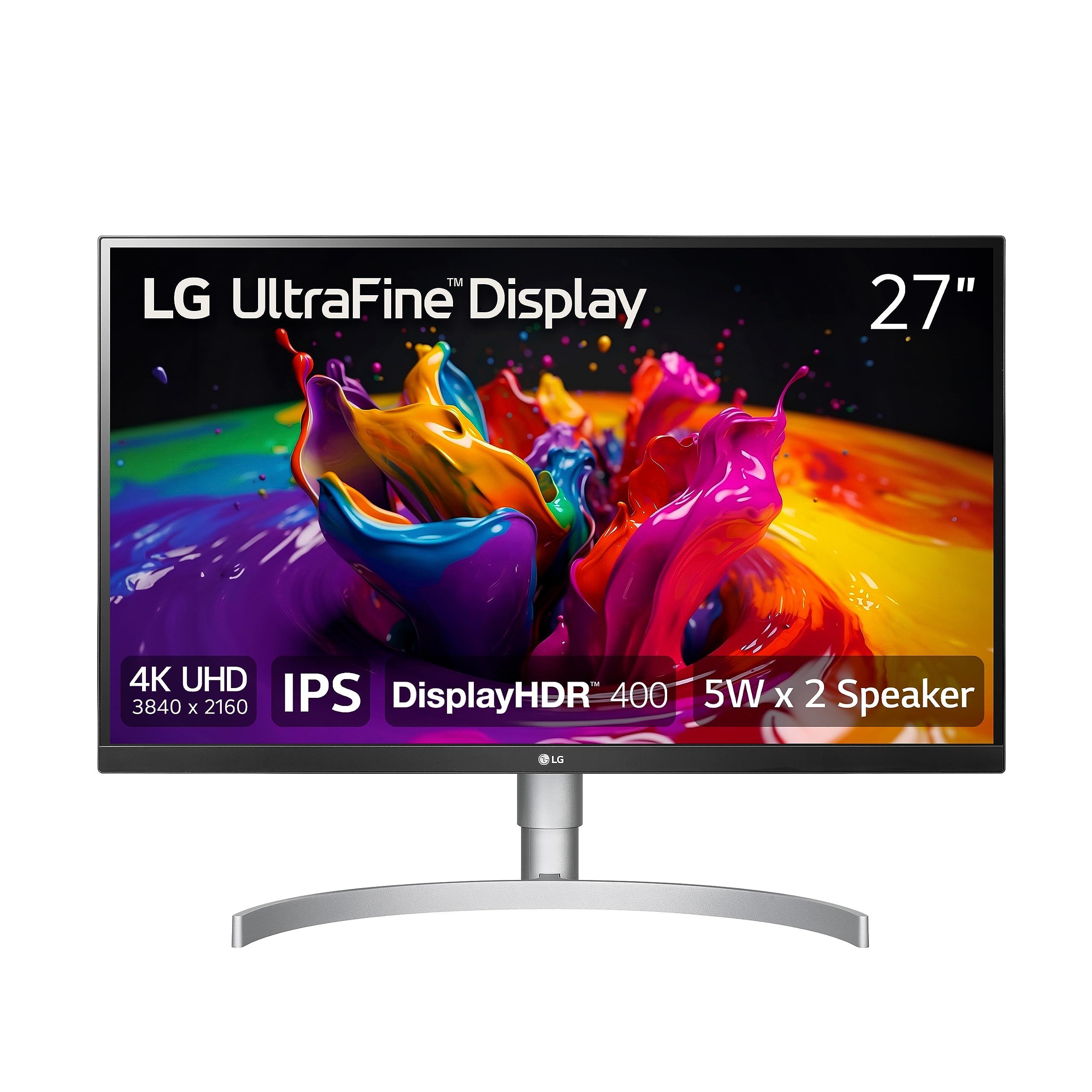LG UltraFine UHD 27-Inch 4K UHD 2160p Computer Monitor 27UN850-W, IPS with VESA DisplayHDR 400, AMD FreeSync, and USB-C, White