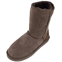 Ladies Genuine Sheepskin Mid Calf Short Boot (Black, Chocolate Brown, Grey, Chestnut, Purple)