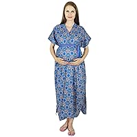 Bimba Cotton Kaftan Hospital Delivery Gown, Nursing Moms & to be Moms Gift Blue