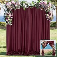 MYSKY HOME 10ft x 10ft Curtains Burgundy Backdrop Curtains for Parties Wedding Curtains Stage Curtains Rod Pocket Panel Drapes Photography Backdrop for Baby Showers, 5ft x 10ft, 2 Panels