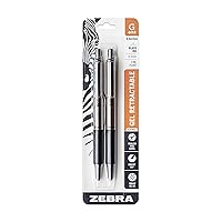 G-402 Retractable Gel Pen, Stainless Steel Barrel, Fine Point, 0.5mm, Black Ink, 2-Pack