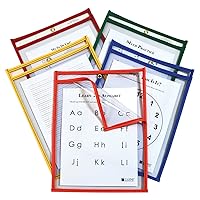C-Line Super Heavyweight Plus Dry Erase Pockets, Assorted Primary Colors, 9 x 12 Inches Each, Box of 25 Dry Erase Pockets (42620)