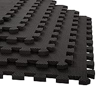 EVA Foam Mat Tiles 8-Pack - 32 SQ FT of Interlocking Padding for Garage, Playroom, or Gym Flooring - Exercise Mat or Baby Playmat by Stalwart (Black)