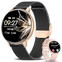 Smart Watches for Women (Answer/Make Calls), 1.39'' Fitness Tracker Watch with Blood Pressure/Heart Rate/Sleep Monitor/IP68 Waterproof, Smart Watch for Android Phones and iPhone Rose Gold Black