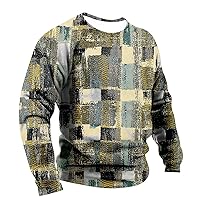 Men's Sweatshirts Patchwork Crewneck Sweatshirt Long-Sleeve Lightweight Sweatshirt Casual Workout Pullover Shirt