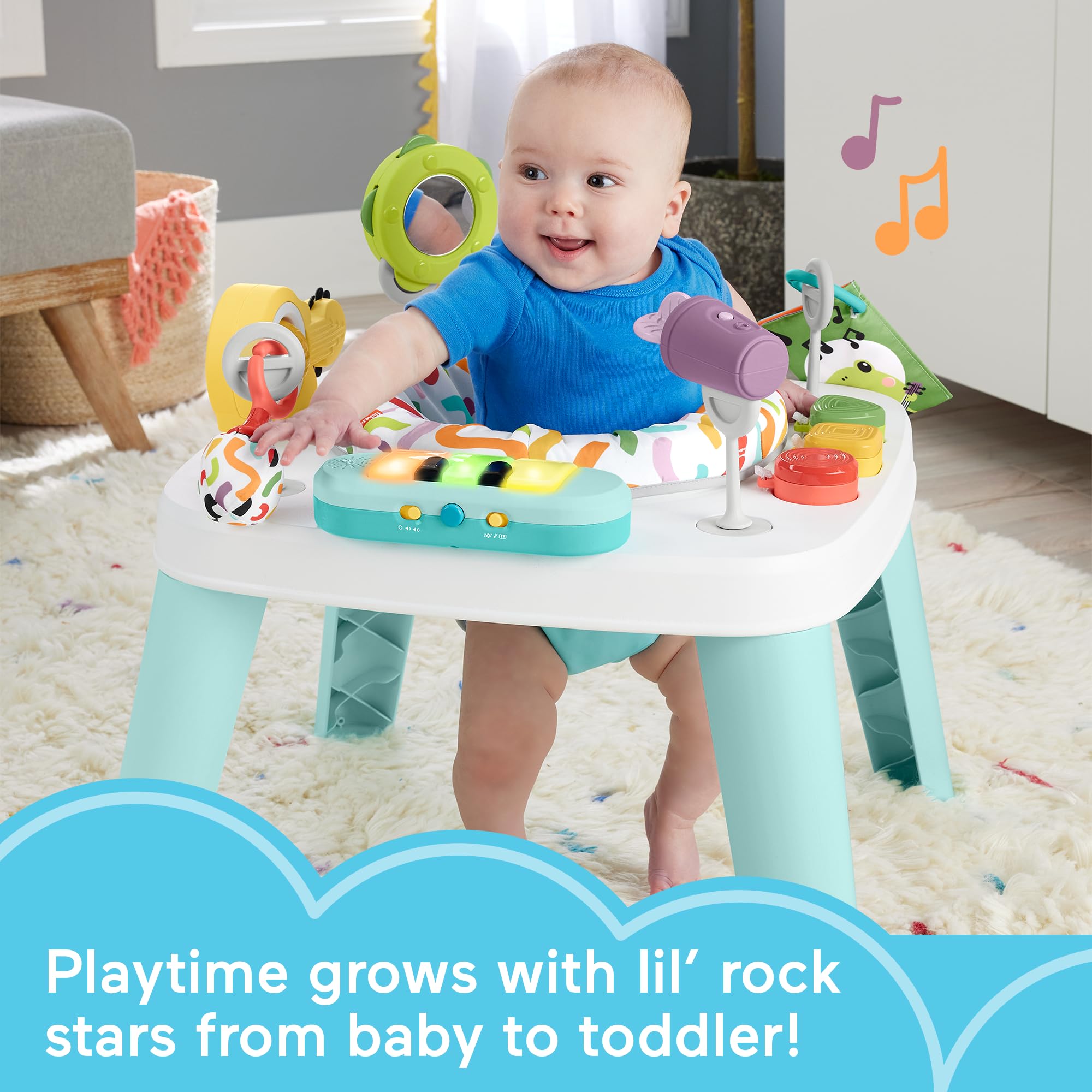 Fisher-Price Baby Toddler Toy 3-in-1 Hit Wonder Activity Center & Play Table with Music Lights & Developmental Toys Ages 6+ Months