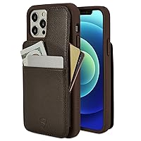 Vaultskin Eton Armour iPhone Leather Wallet Case. Slim Card Holder (Brown, iPhone 12/12 Pro)