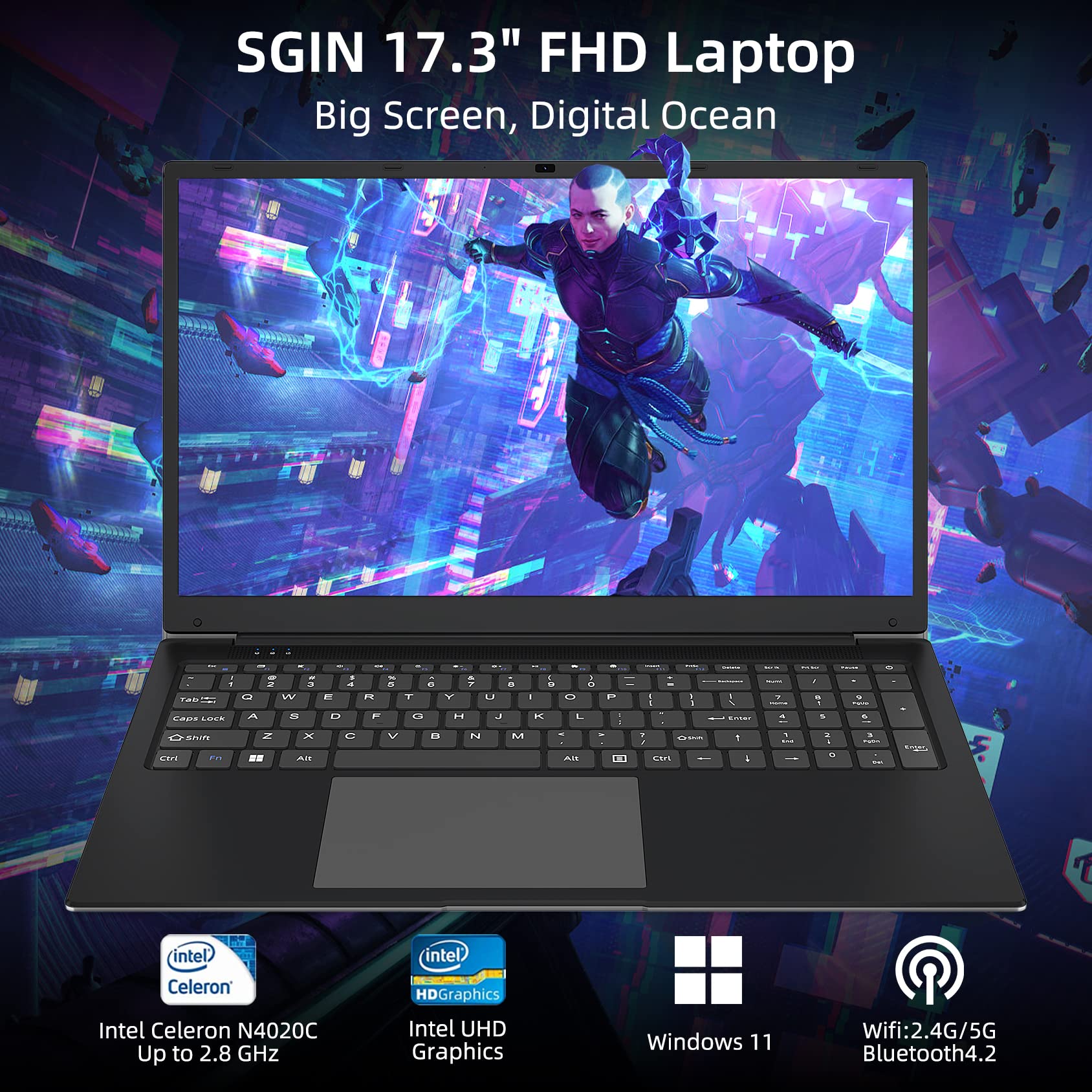 Buy Sgin 17 Laptop 8gb Ram 256gb Ssd Notebook 17 Inch Laptops With Ips Full Hd Intel Celeron 4184