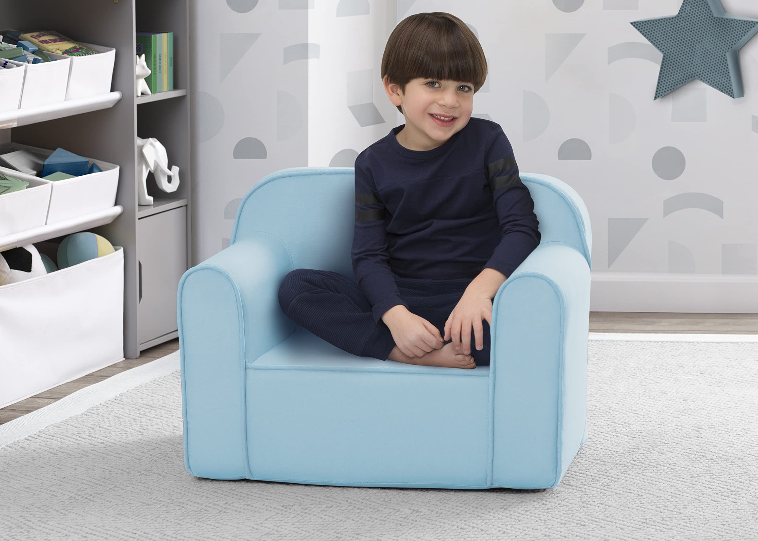 Delta Children Cozee Chair for Kids for Ages 18 Months and Up, Light Blue