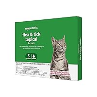 Flea and Tick Topical Treatment for Cats (over 1.5 pounds), 3 Count (Previously Solimo)