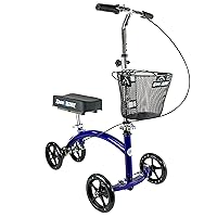 KneeRover Deluxe KneeCycle Steerable Knee Walker Knee Scooter for Adults for Foot Surgery, Broken Ankle, Foot Injuries - Foldable Knee Rover Scooter for Broken Foot Injured Leg Crutch Alternative Blue