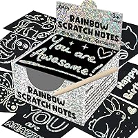 ZMLM Rainbow Scratch Mini Art Notes - Magic Scratch Note Pads Cards Sheets for Kids Black Scratch Crafts Arts DIY Party Favor Supplies Kit Birthday Game Toy Gifts Box for Girls Boys Halloween