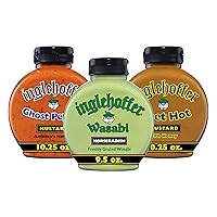 Inglehoffer Condiments Variety Pack, Ghost Pepper Mustard, Wasabi Horseradish and Inglehoffer Sweet Hot Mustard (Pack of 3)