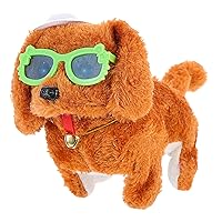 ERINGOGO Electric Plush Dog Educational Toys Electronic Walking Dog Toy Stuffed Dogs for Cognitive Plaything Fluffy Stuffed Animals Soft Toy Child Short Plush Puppy Artificial Dog