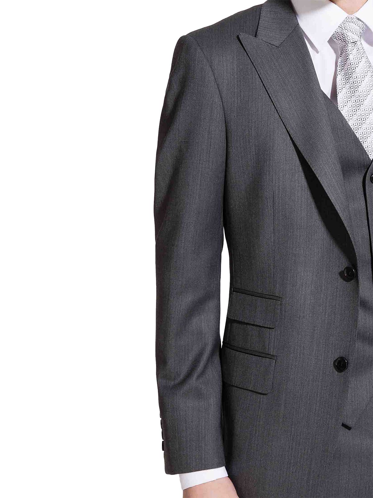 HBDesign Mens 3 Piece 2 Button Peak Lapel Slim Fit Pure Formal Suit Dark Grey