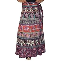 Marusthali Wrap Around Long Skirt Women 100% Cotton Jaipuri Printed Purple