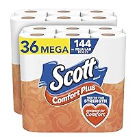 Scott ComfortPlus Toilet Paper, 36 Mega Rolls = 144 Regular Rolls, Bath Tissue, 462 Sheets Per Roll, White, 36 Count