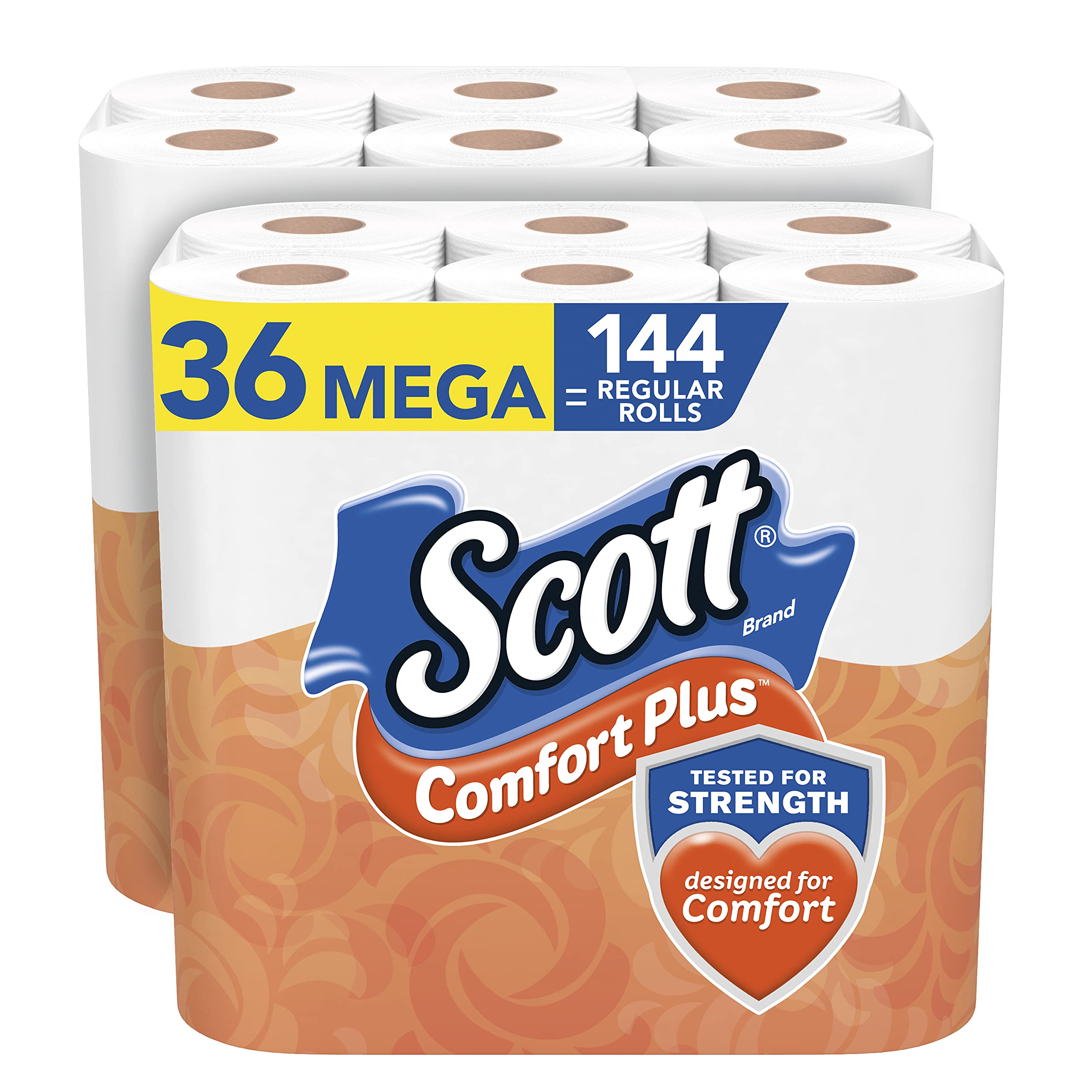 Scott ComfortPlus Toilet Paper, 36 Mega Rolls, 425 Sheets per Roll, Septic-Safe, 1-Ply Toilet Tissue