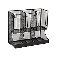 Mind Reader Cup and Condiment Station, Countertop Organizer, Coffee Bar, Kitchen, Metal Mesh, 13