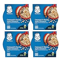 Gerber Breakfast Buddies Toddler Cereal, Oatmeal & Barley Apple Cinnamon Cereal, Non-GMO Whole Grain Oats & Real Fruit, Made for Toddlers, 4.5 OZ Tray (Pack of 4)