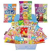 Sakura Box 50 Piece Japanese Candy & Snack Box + Hi-Chew Assortment 3 Bag Set (68-86g Bags - Fanta, Fruit, Puni Shari)