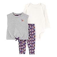 Carter's Baby Girls' 3 Piece Vest Little Jacket Set (Butterfly/Floral/Multi, 24 Months)