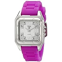 Trax Women's Posh Square Crystal Bezel Wrist Watch with Roman Numerals Dial and Adjustable Rubber Strap