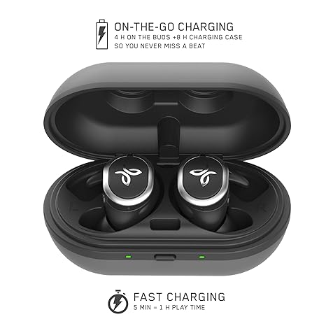 Jaybird RUN True Wireless Headphones for Running, Secure Fit, Sweat-Proof and Water Resistant, Custom Sound, 12 Hours In Your Pocket, Music + Calls (Jet)