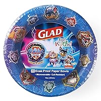 Glad for Kids PAW Patrol 12oz Paper Bowls | Paper Bowls, Kids Bowls | Kid-Friendly Paper Bowls for Everyday Use, 12oz Disposable Bowls for Kids 20 Ct with PAW Patrol Characters