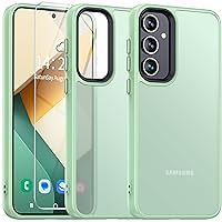 Oterkin for Samsung Galaxy A35 5G Case Matte,[Frosted Translucent] Samsung A35 5G Case with [Tempered Glass Screen Protector][Silky Touch][12FT Military Grade] Galaxy A35 5G Phone Case (Green)