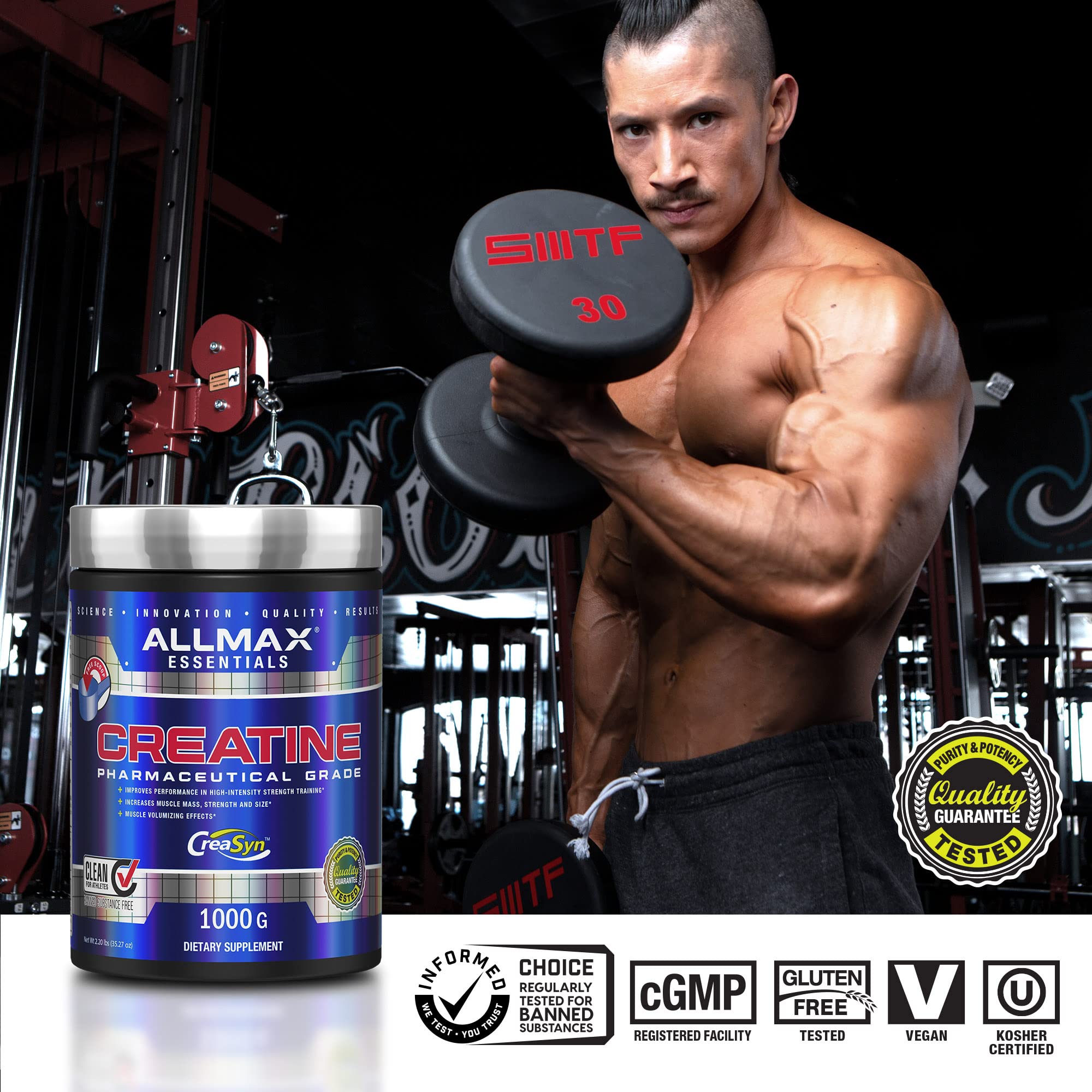 ALLMAX Essentials CREATINE - 100 g Powder - Improves Performance & Training Intensity - Vegan & Gluten Free - 20 Servings