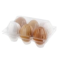 Plastic Egg Carton for 6 Eggs, 50ct - Reusable Chicken Egg Holder, Stackable Egg Storage Container with Lid