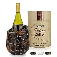 Gusto Nostro Marble Wine Chiller Bucket - 750ml Wine Bottle Cooler and Champagne Chiller for Party, Kitchen, Bar Cart Decor to Chill & Keep Bottles Cold with Unique Wine Lovers Gift Box, Black & Gold