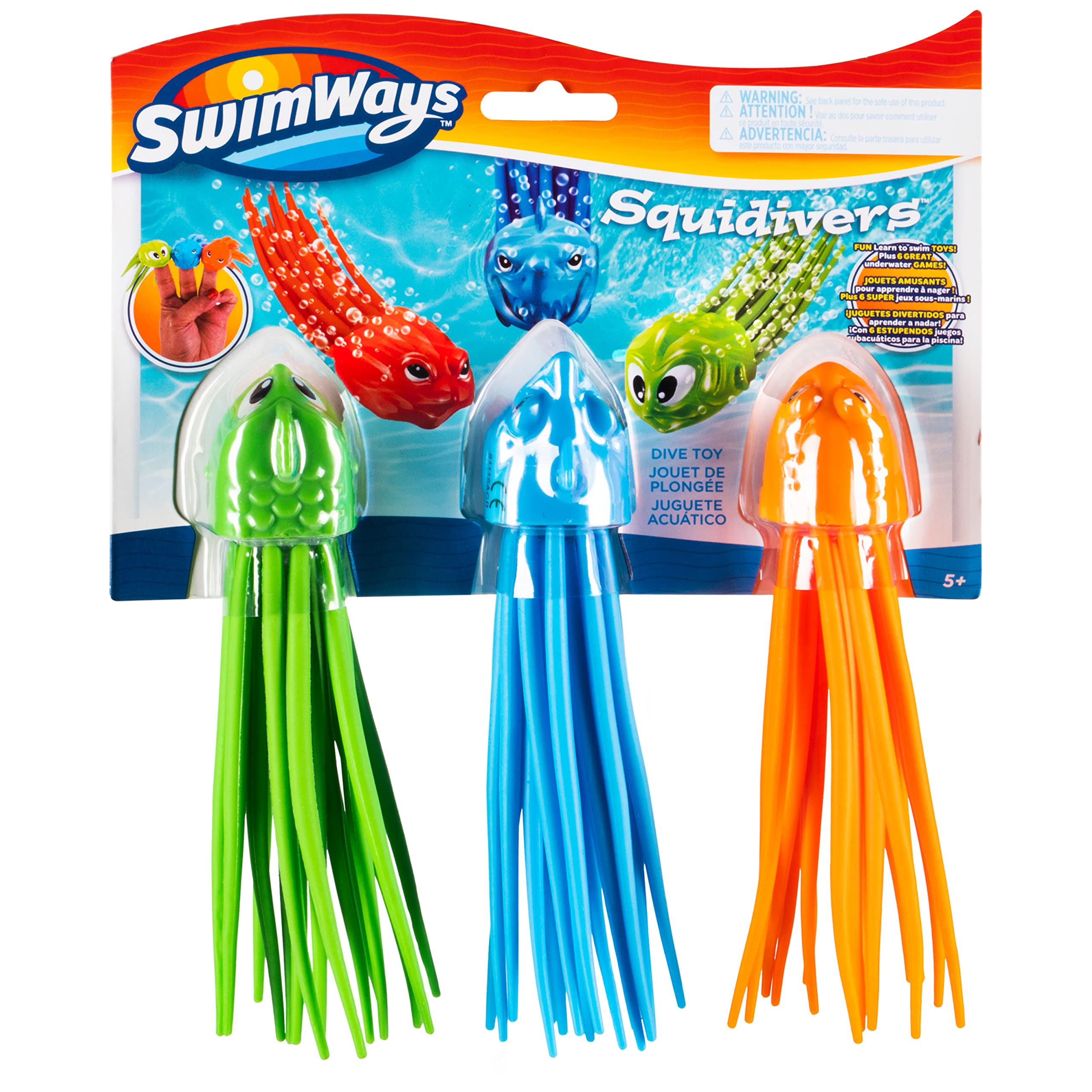 SwimWays SquiDivers Kids Pool Diving Toys, 3 Pack, Bath Toys & Pool Party Supplies for Kids Ages 5 and Up