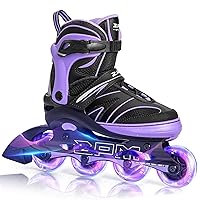 2PM SPORTS Kids Adjustable Inline Skates Ages 4-12, Youth Inlie Skates for Girls Boys 5-8 8-12 with Full Light Up Wheels, Beginner Women Adult Skates