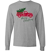 Merry X-Mas Tree Truck - Happy Holidays, Vintage Truck, Winter Long Sleeve T Shirt