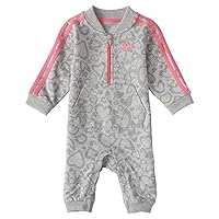 adidas Baby Boys' and Baby Girls Long Sleeve Hooded Coverall (Leopard Heather Grey