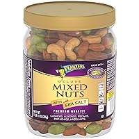 PLANTERS Deluxe Mixed Nuts with Sea Salt, 27 oz Resealable Container - Variety Mixed Nuts Snacks with Cashews, Almonds, Pecans, Pistachios & Hazelnuts - Energy Boost - Kosher
