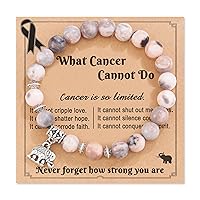 HGDEER Breast Cancer Gifts, Natural Stone Elephant Bracelet Inspirational Gifts for Women Teen Girls