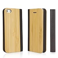 iPhone 5s Case, BoxWave® [True Bamboo Booklet Case] Hand Made, Real Wood Book Cover for Apple iPhone 5s, SE, 5 - Natural