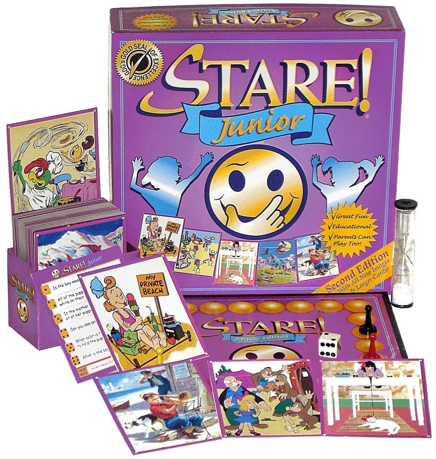 Stare Junior Board Game for Kids, A Game Where Players Recall What They See. Fun Images Engage The Observational Skills of The Entire Family! Ages 6-12 with Special Rules for Parents