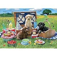 Buffalo Games - Adorable Animals - Puppy Park Picnic - 300 Large Piece Jigsaw Puzzle for Adults Challenging Puzzle Perfect for Game Nights
