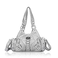 Angel Kiss Small Hobo Bags for Women Multi Pockets Purses Long Strap Handbags Adjustable Shoulder Bags for Everdayuse, Silver