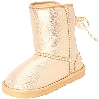 bebe Girls' Boots - Shimmer Faux Shearling Winter Boots - Winter Cold Weather Boots - House Shoe Slippers for Toddlers (5-10)