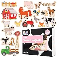 Wooden Magnets - Farm - Set of 20 - Magnets for Kids Ages 2+ - Cute Farm Magnets for Fridges, Whiteboards and More