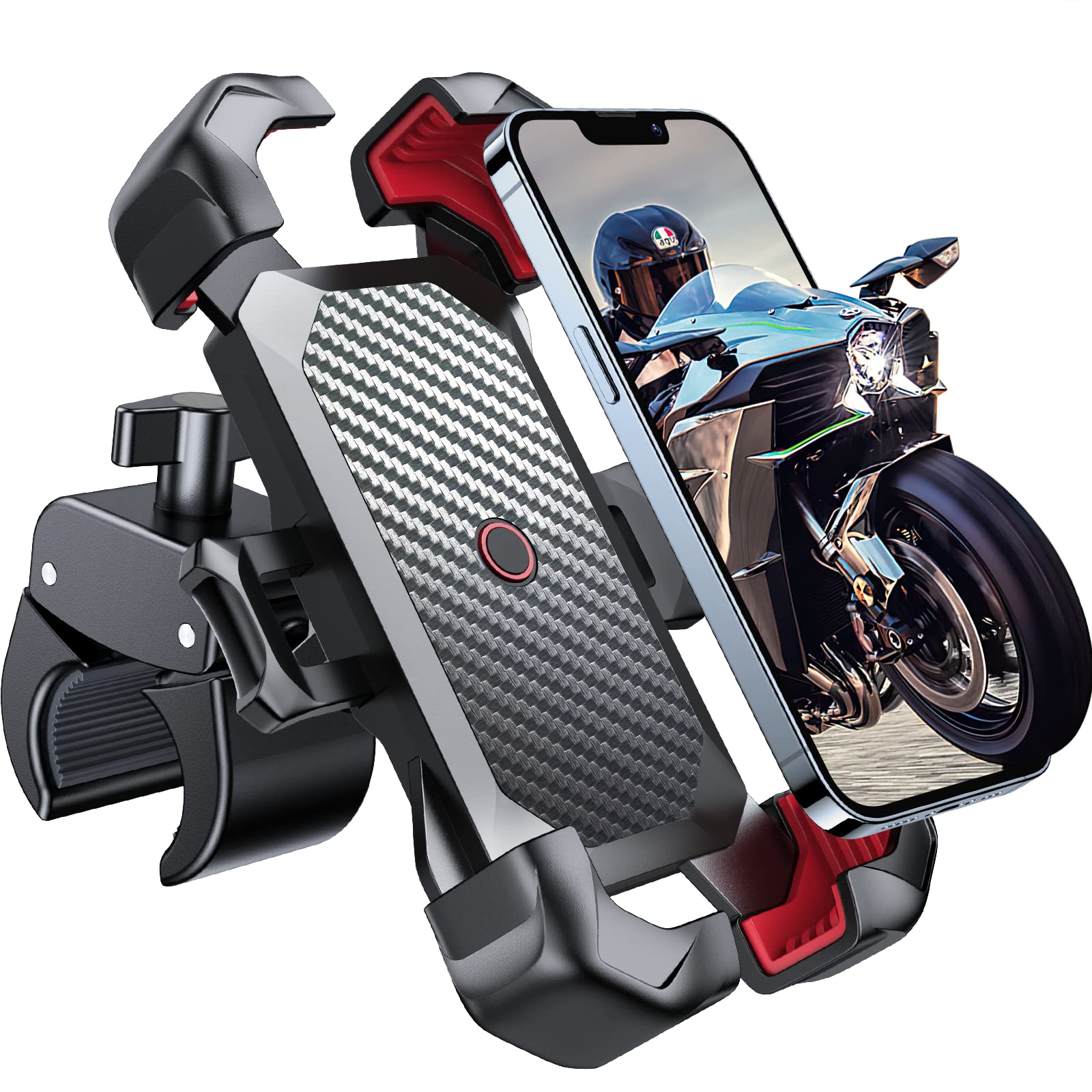 JOYROOM Motorcycle Phone Mount, [1s Auto Lock][100mph Military Anti-Shake] Phone Holder for Bicycle, [10s Quick Install] for Handlebar Mount, Compatible with iPhone, Samsung, All Cell Phone